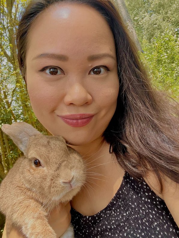 Pav with her brown rabbit
